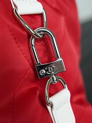Chanel Large Bowling Bag Nylon, Calfskin & Silver-Tone Metal Red & White AS6455 - 35x22x17cm - 3