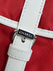 Chanel Large Bowling Bag Nylon, Calfskin & Silver-Tone Metal Red & White AS6455 - 35x22x17cm - 2