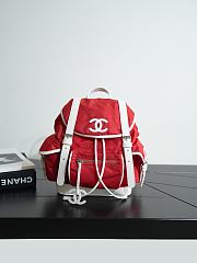 Chanel Large Backpack Nylon, Calfskin & Silver-Tone Metal Red & White AS6329 - 30x26x11cm - 1