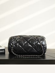 Chanel Large Bowling Bag Nylon, Wool & Silver-Tone Metal Black & Ecru AS6328 - 38x18x17cm - 6