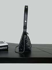 Chanel Mini Hobo Bag Nylon, Wool & Silver-Tone Metal Black & Ecru  - 6