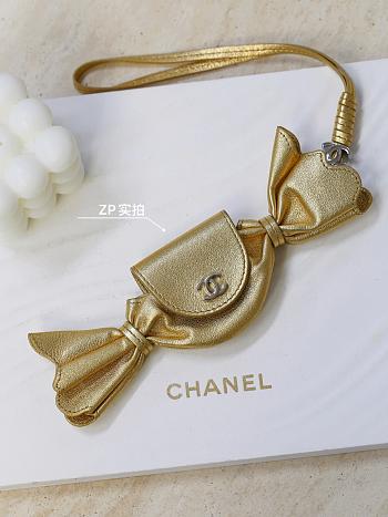 Chanel Mini Bag Charm Metallic Lambskin & Silver-Tone Metal Gold AP5348