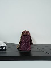 Chanel Maxi Flap Bag Suede Calfskin & Gold Metal Burgundy AS6627 - 32x19.5x10cm - 6