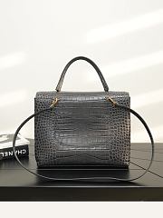 Chanel Maxi Flap Bag with Top Handle Crocodile Embossed Calfskin & Gold-Tone Metal Dark Gray AS6309 - 31x24x9cm - 5