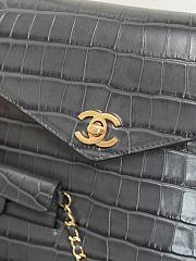 Chanel Maxi Flap Bag with Top Handle Crocodile Embossed Calfskin & Gold-Tone Metal Dark Gray AS6309 - 31x24x9cm - 2
