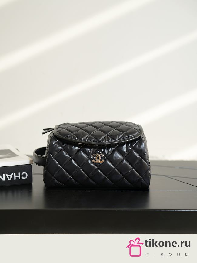  Chanel Quilted Nylon & Silver-Tone Metal Black  - 1