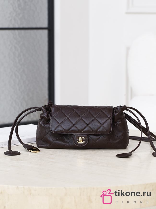 Chanel Clutch with Leather Strap Lambskin Dark Brown AP5406 - 24x10x7.5cm - 1