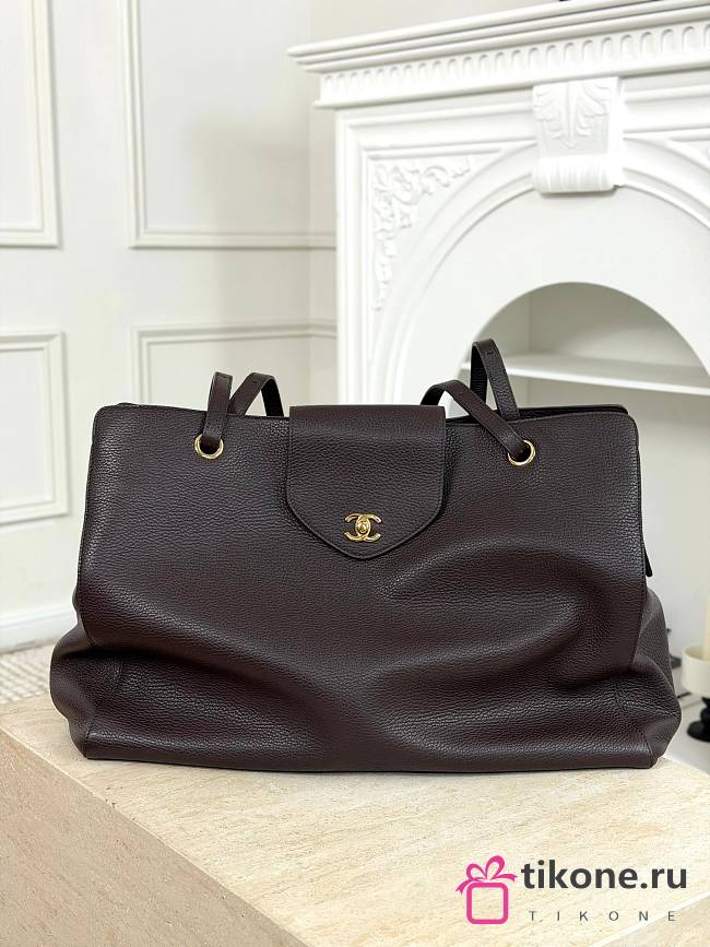 Chanel Large Tote Grained Calfskin & Gold-Tone Metal Dark Brown AS6245 - 46x36x20cm - 1