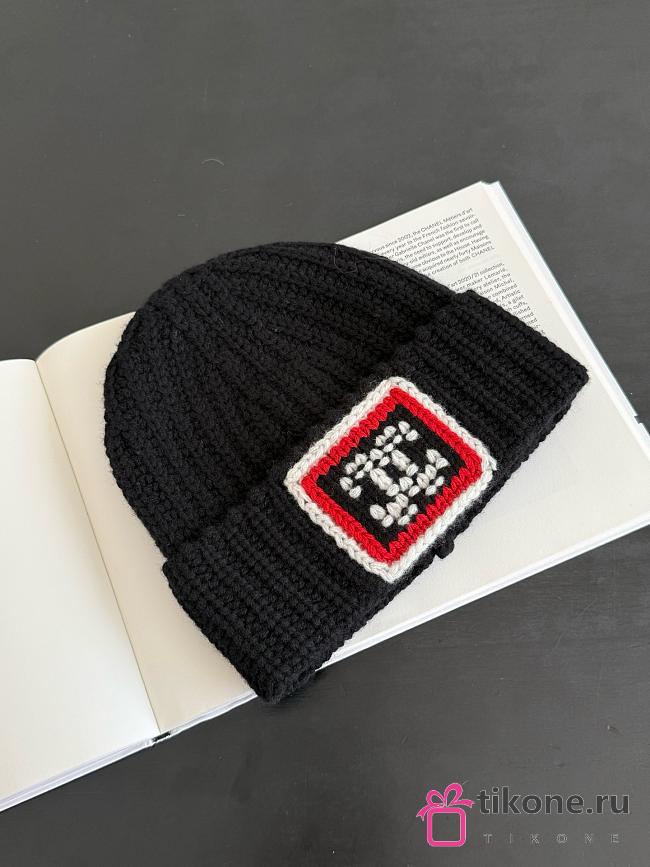 Chanel Logo Knit Cashmere Beanie Black  - 1