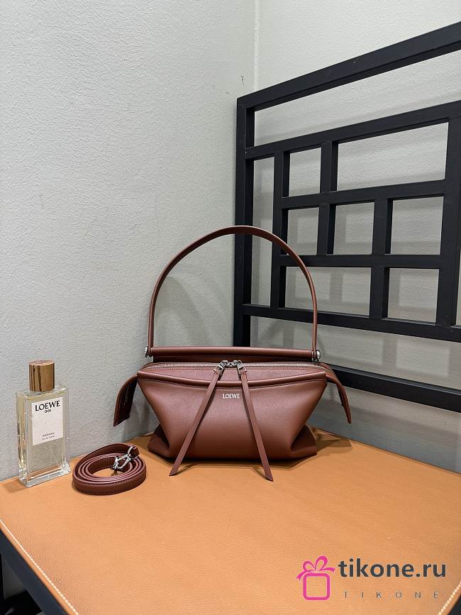 Loewe Small Whisker Bag In Glazed Calfskin Cognac - 25.5x17x14cm - 1