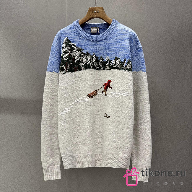 DiorAlps Oversized Embroidered Sweater Multicolor Dior d'Hiver Virgin Wool Intarsia - 1