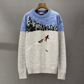 DiorAlps Oversized Embroidered Sweater Multicolor Dior d'Hiver Virgin Wool Intarsia