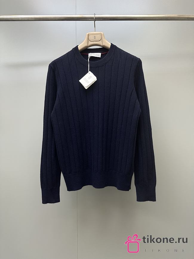 Brunello Cucinelli Cable-knit Cashmere Sweater in Navy Blue - 1