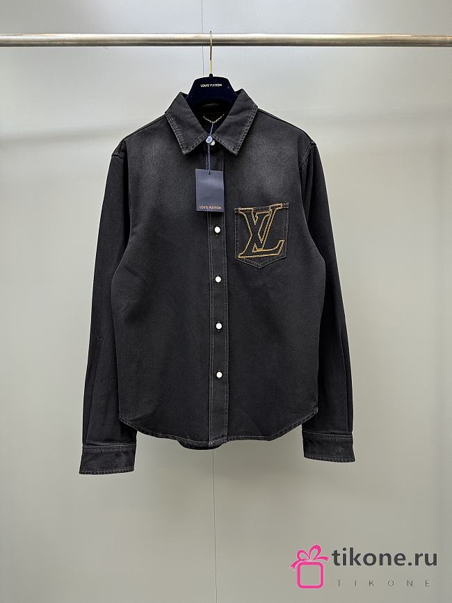 LV Long-Sleeved Denim Shirt Black 1AKM2A  - 1