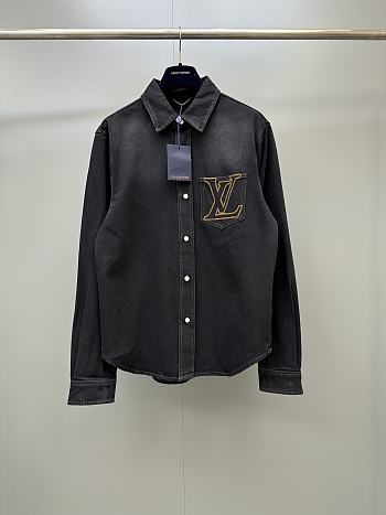 LV Long-Sleeved Denim Shirt Black 1AKM2A 