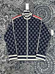 Gucci Men's GG Jacquard Cotton Jacket Navy - 6