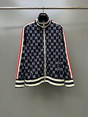 Gucci Men's GG Jacquard Cotton Jacket Navy - 3