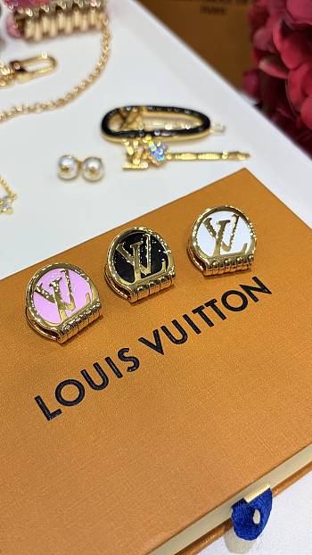 Mini LV Trio Hair Clips Pink, Black and White Resin M02982 