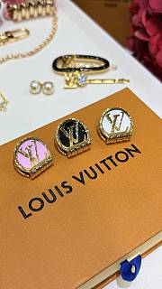 Mini LV Trio Hair Clips Pink, Black and White Resin M02982  - 2