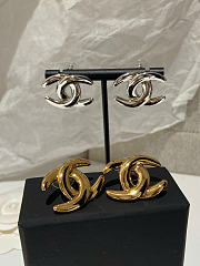 Chanel Stud Earrings Metal Golden/Silver - 3
