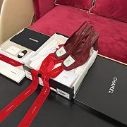 Chanel Slingbacks Suede Kidskin & Patent Calfskin Dark Burgundy & Light Green 90mm G47597 - 3
