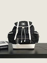 Chanel Large Backpack Nylon, Calfskin & Silver-Tone Metal Black & White AS6329 - 30x26x11cm - 1