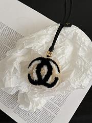 Chanel Mini Bag Charm Shearling Lambskin, Lambskin &Gold-Tone Metal Black, Beige - 1