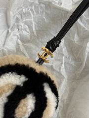Chanel Mini Bag Charm Shearling Lambskin, Lambskin &Gold-Tone Metal Black, Beige - 2