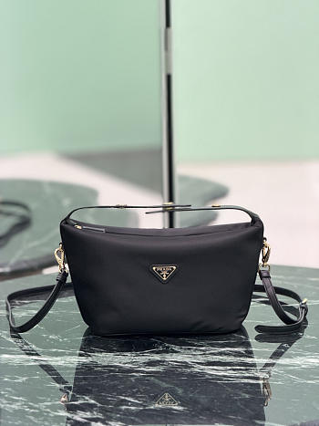 Prada Chérie Re-Nylon Mini Bag Black Gold 1BC302 - 20x12x11cm