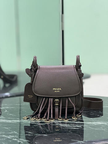 Prada Corsaire Aged Leather Mini Shoulder Bag Cocoa Brown 1BD412 - 19.5x16.5x6cm