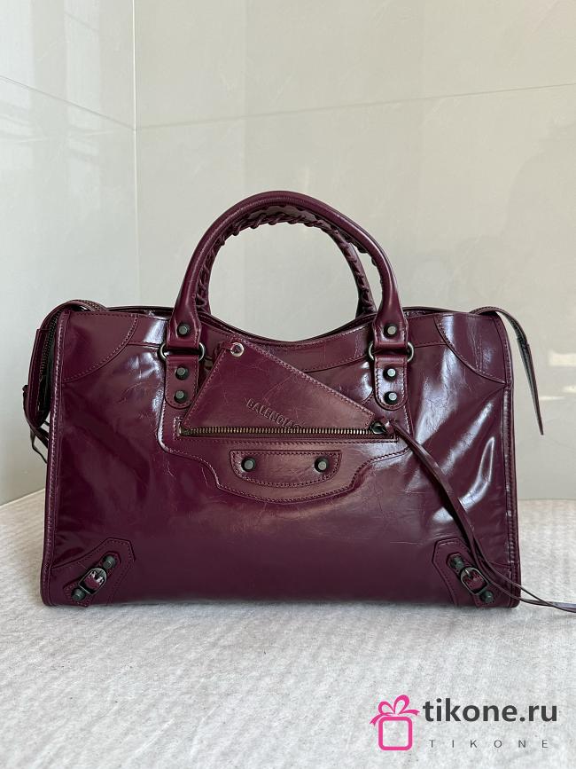 Balenciaga Le City Bag Medium in Plum Smooth Lambskin - 38.5x24x15cm - 1
