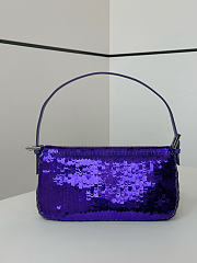 Fendi Baguette 26424 Sequinned Bag Purple - 26x4x14cm - 5