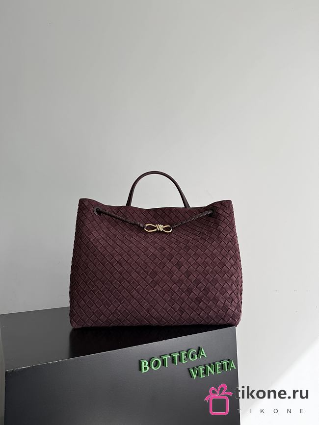 Bottega Veneta Large Andiamo Suede Deep Mahogany  - 42x35x18cm - 1