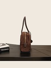 Chanel Large Bowling Bag Suede Calfskin, Calfskin & Gold-Tone Metal Dark Brown - 35.5x19x12.5cm - 6