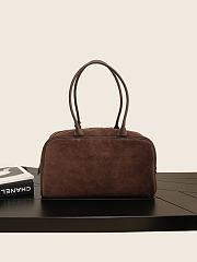 Chanel Large Bowling Bag Suede Calfskin, Calfskin & Gold-Tone Metal Dark Brown - 35.5x19x12.5cm - 5